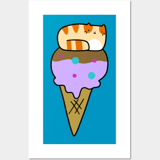 Icecream Cone Tabby Cat Posters and Art